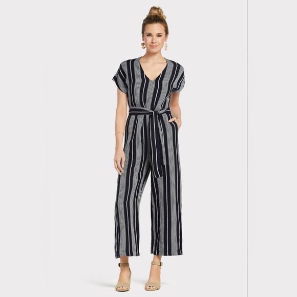 Rails Pants - Rails Angela Mediterranean Stripe Belted Jumpsuit Size S